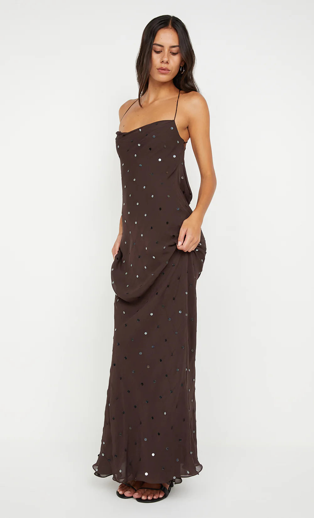 Elysian Collective Bec and Bridge Arielle Slip Maxi Dress Dark Chocolate