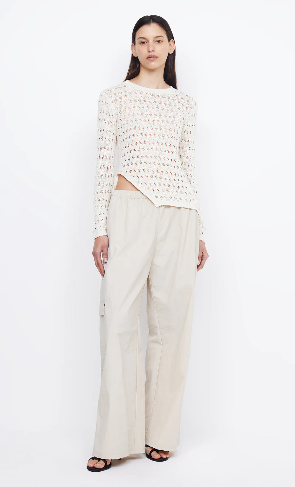 Elysian Collective Bec and Bridge Brooke Long Sleeve Asym Knit Top Ivory