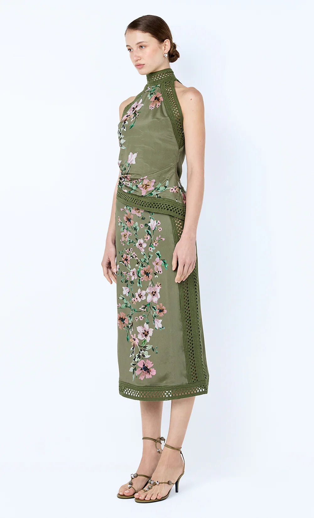 Elysian Collective Bec and Bridge Camelia Racer Top Olive Gardenia Floral