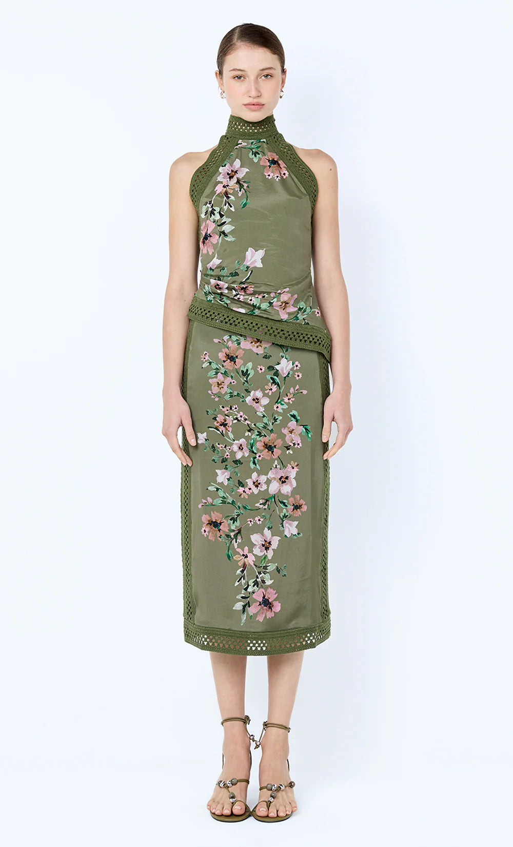 Elysian Collective Bec and Bridge Camelia Racer Top Olive Gardenia Floral