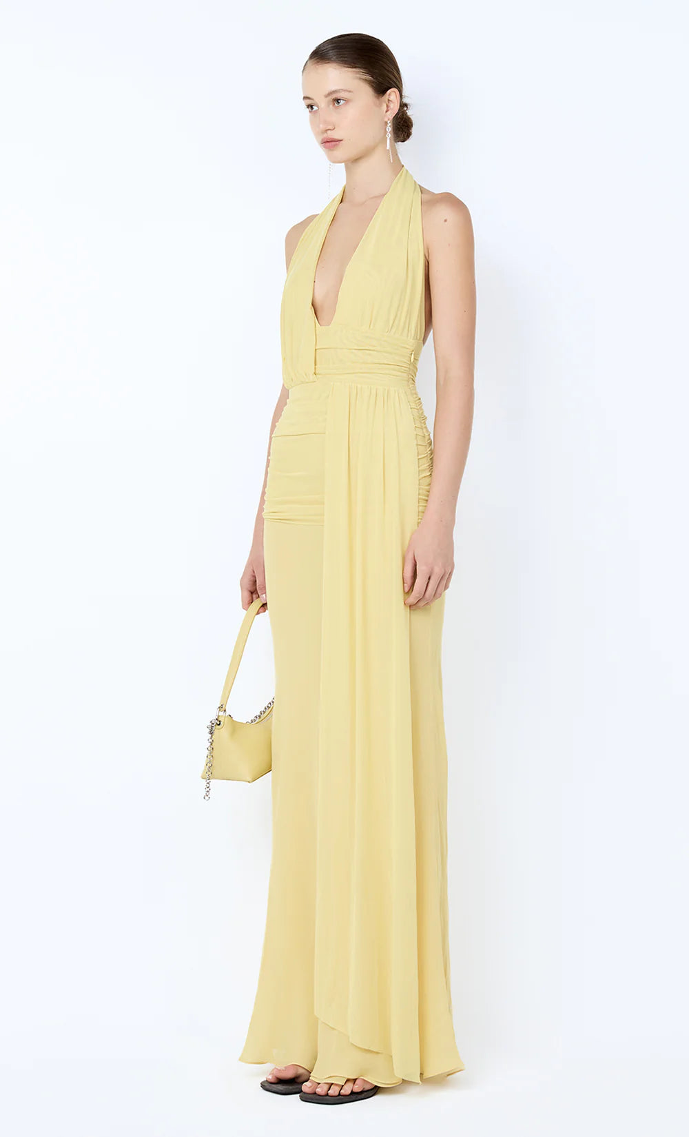 Elysian Collective Bec and Bridge Cassis Drape Maxi Dress Citron