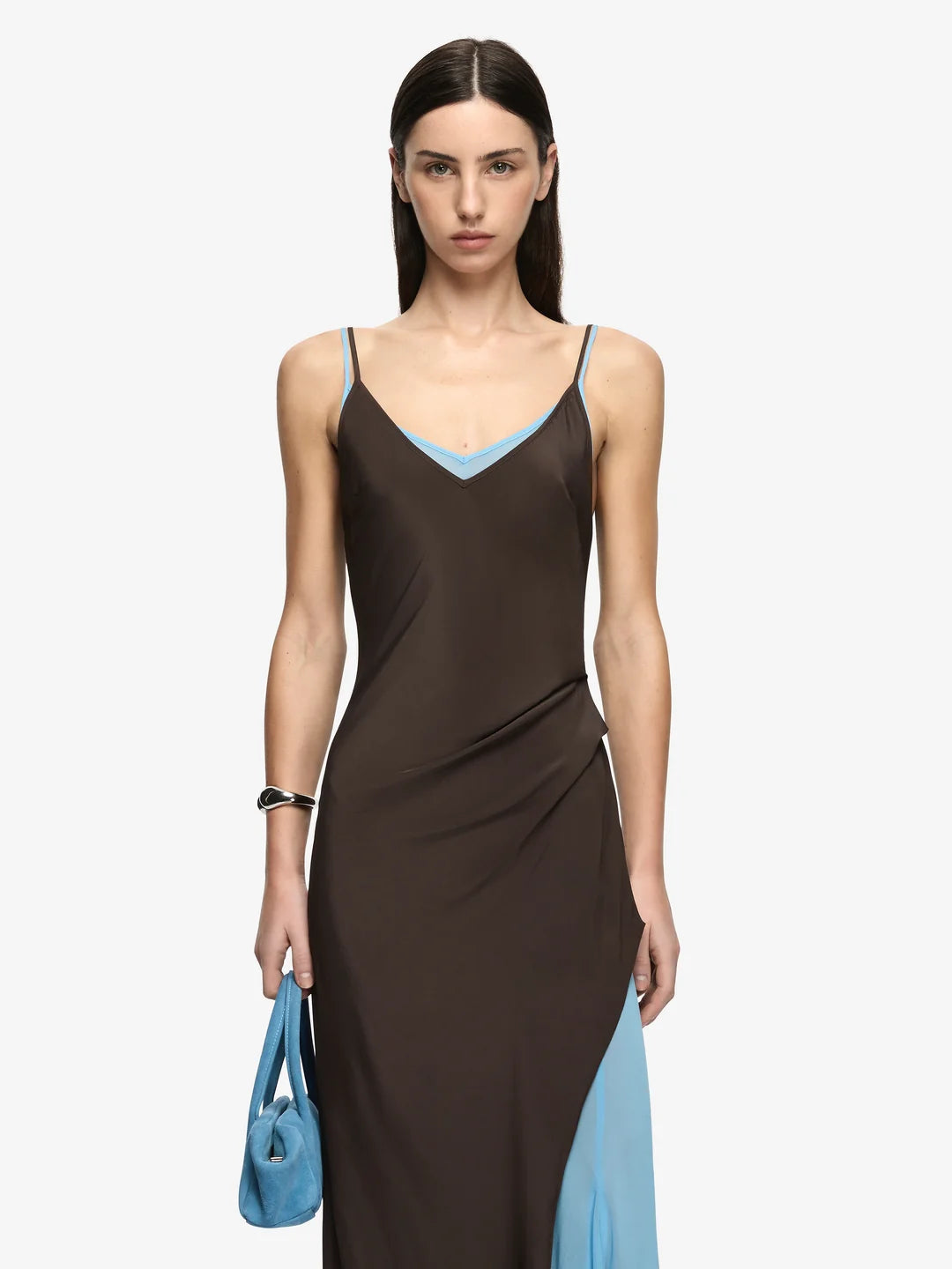 Elysian Collective Bec + Bridge Clio Layered Maxi Dress Bitter Choc Azure Blue