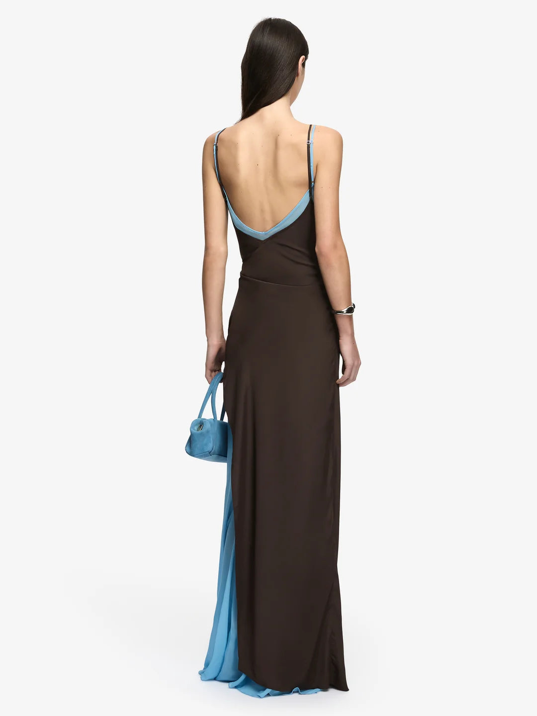 Elysian Collective Bec + Bridge Clio Layered Maxi Dress Bitter Choc Azure Blue