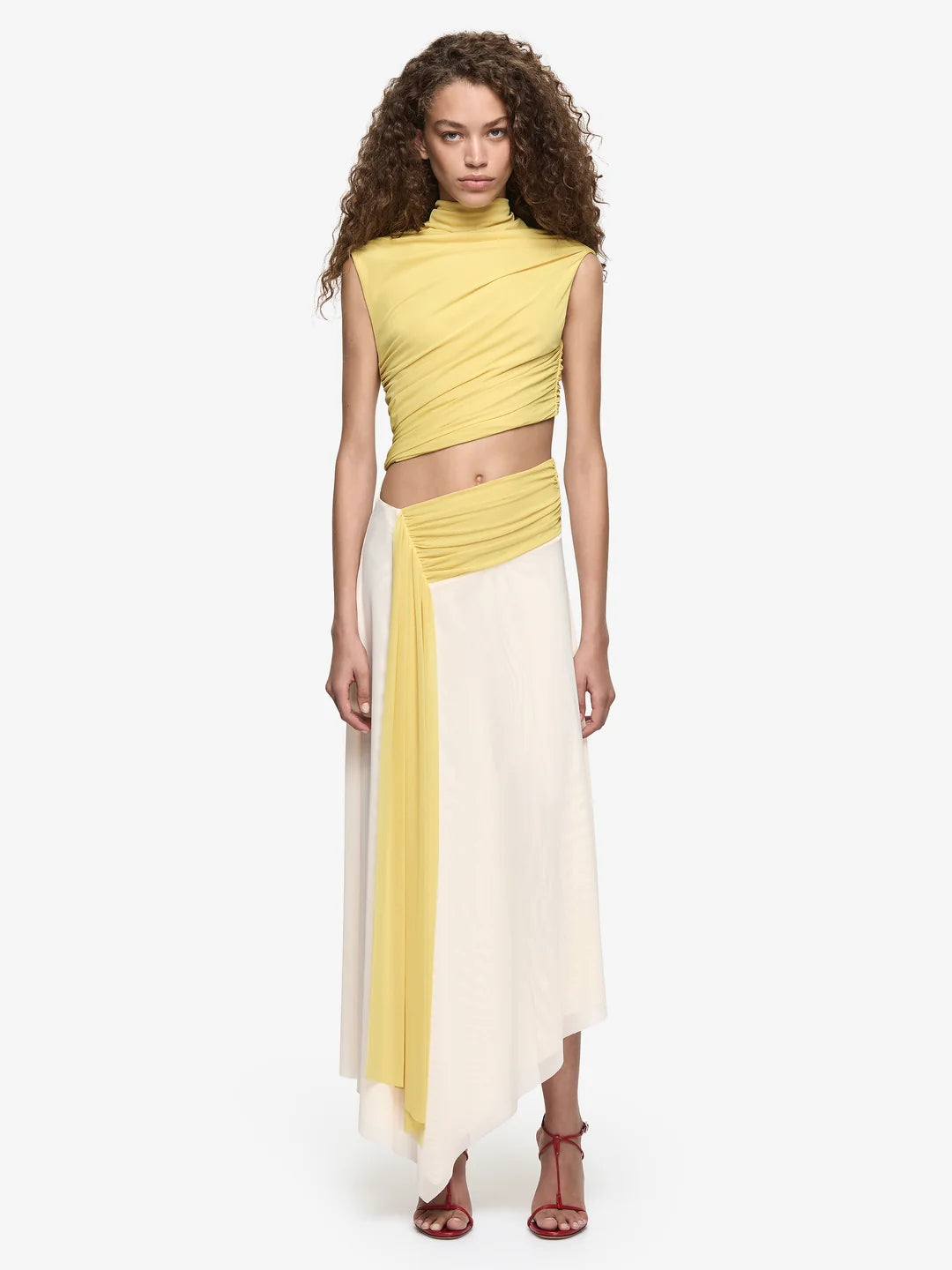 Elysian Collective Bec + Bridge Conni Asym Midi Dress Citron Buttercream