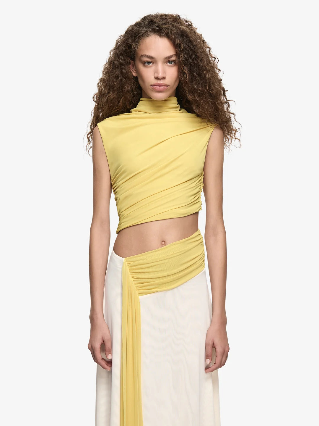 Elysian Collective Bec + Bridge Conni Asym Midi Dress Citron Buttercream