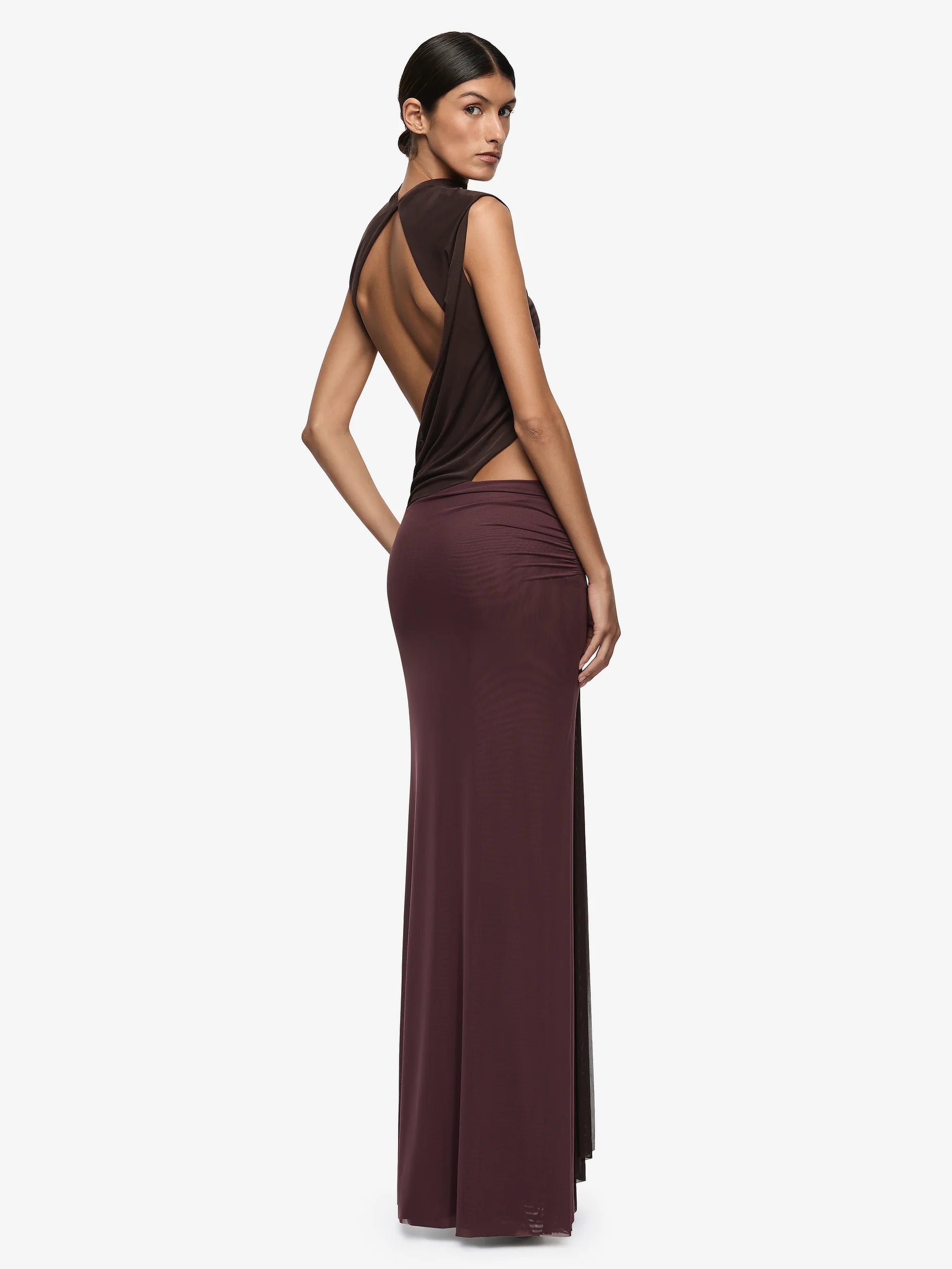 BEC + BRIDGE - CONNI MAXI DRESS (AUBERGINE/DARK CHOC)