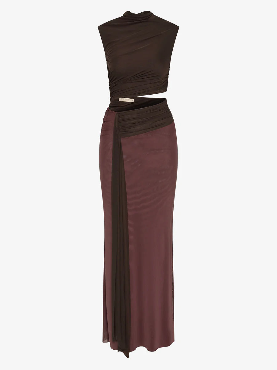BEC + BRIDGE - CONNI MAXI DRESS (AUBERGINE/DARK CHOC)