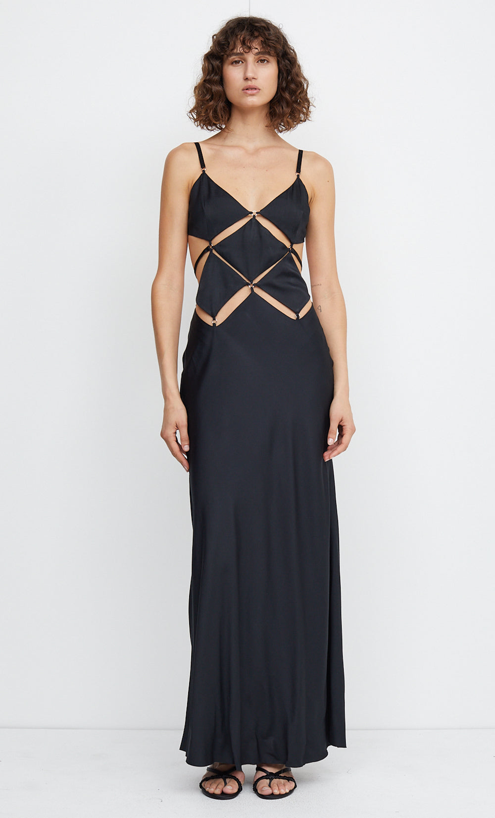 Elysian Collective Bec and Bridge Diamond Days Strappy Maxi Dress Black