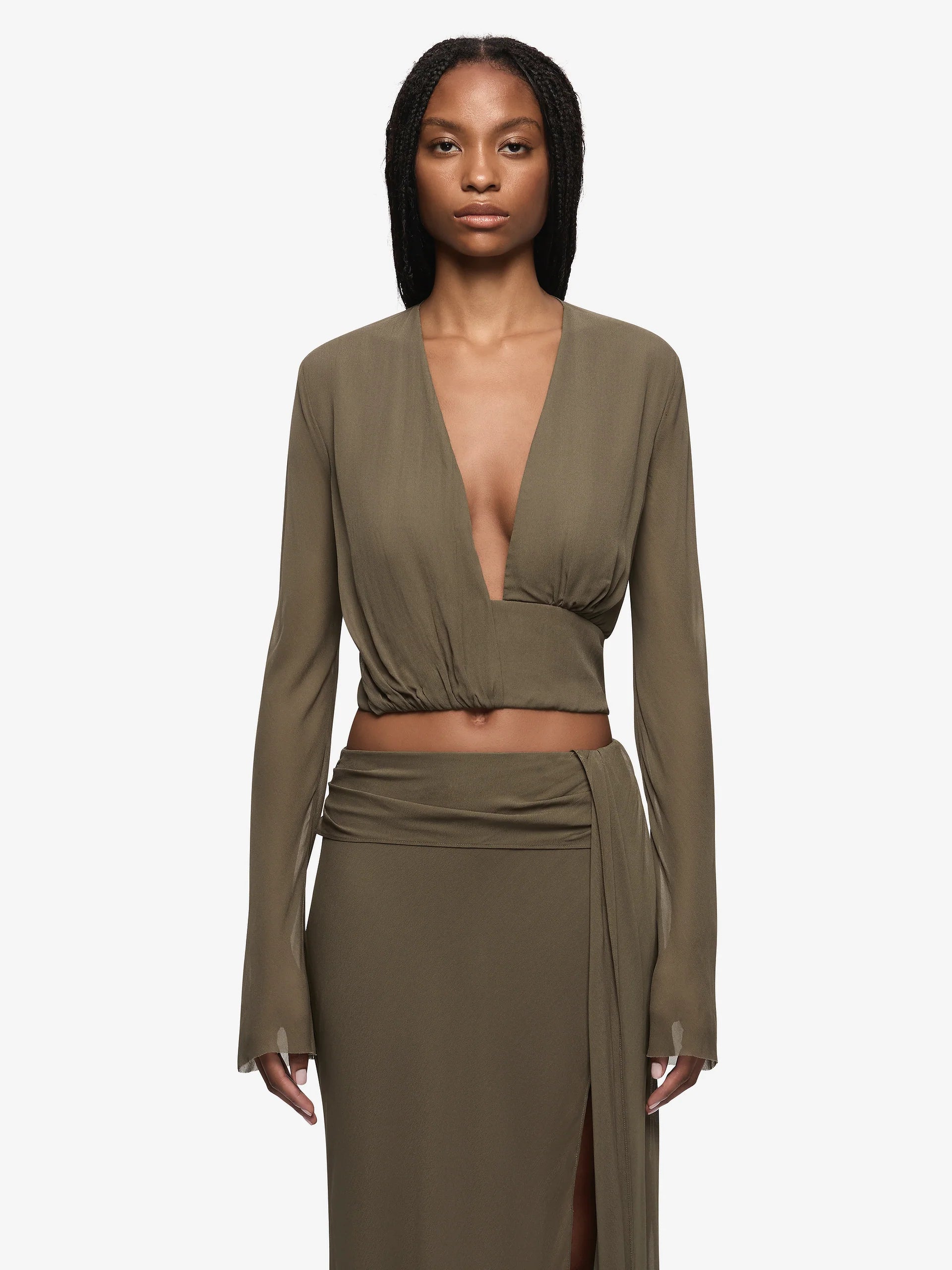 BEC + BRIDGE - ISABELLA LONG SLEEVE TOP (TWIG)