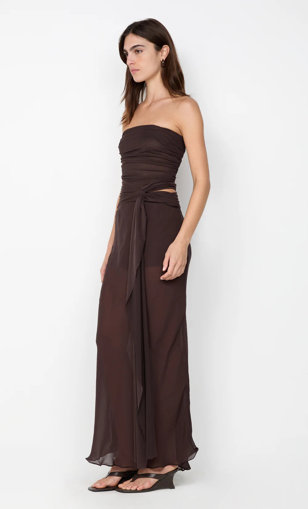 Elysian Collective Bec And Bridge Jehnaya Strapless Dress Dark Chocolate