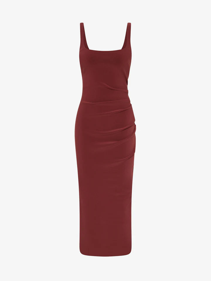 BEC + BRIDGE - KARINA TUCK MIDI DRESS (SANGRIA)