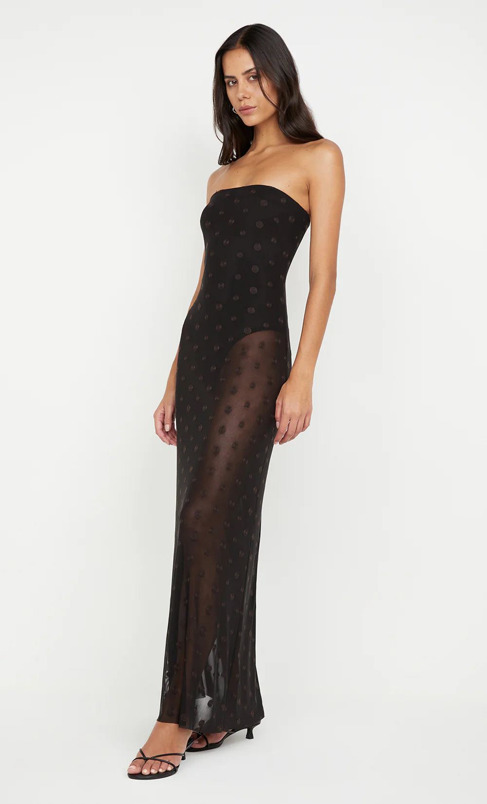 Elysian Collective Bec and Bridge Karla Strapless Maxi Dress Black Choc Spot