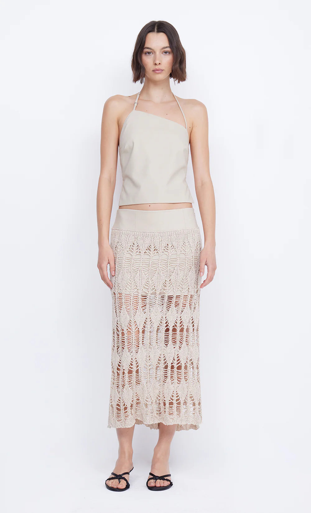 Elysian Collective Bec and Bridge Lyra Split Midi Skirt Bone