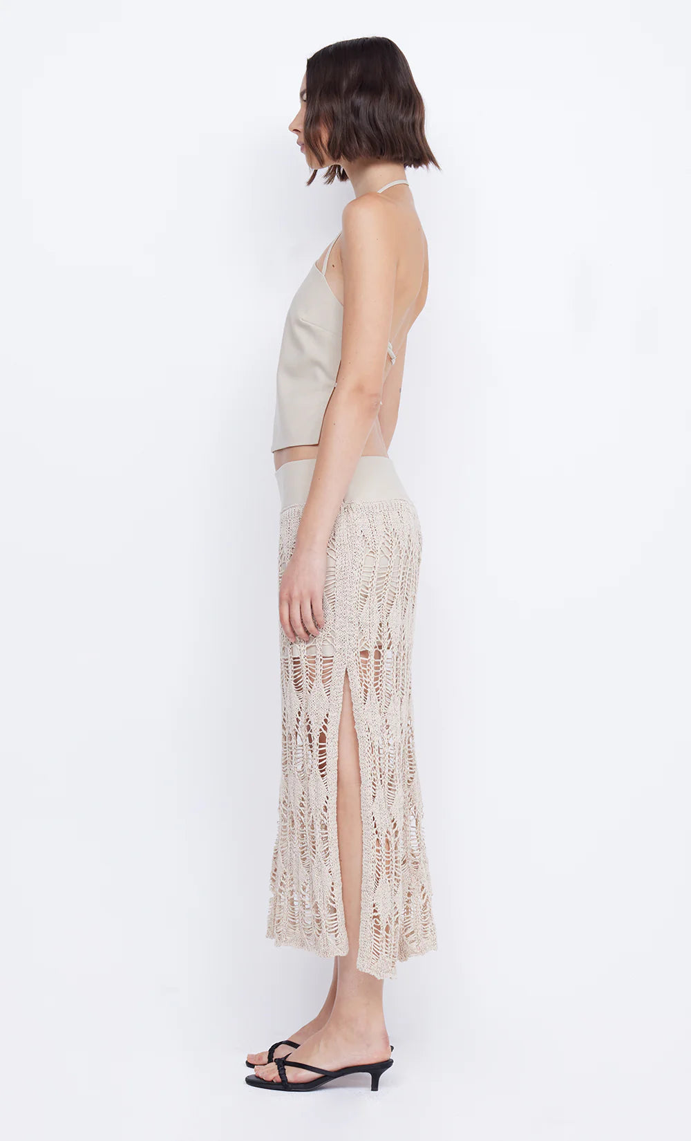 Elysian Collective Bec and Bridge Lyra Split Midi Skirt Bone