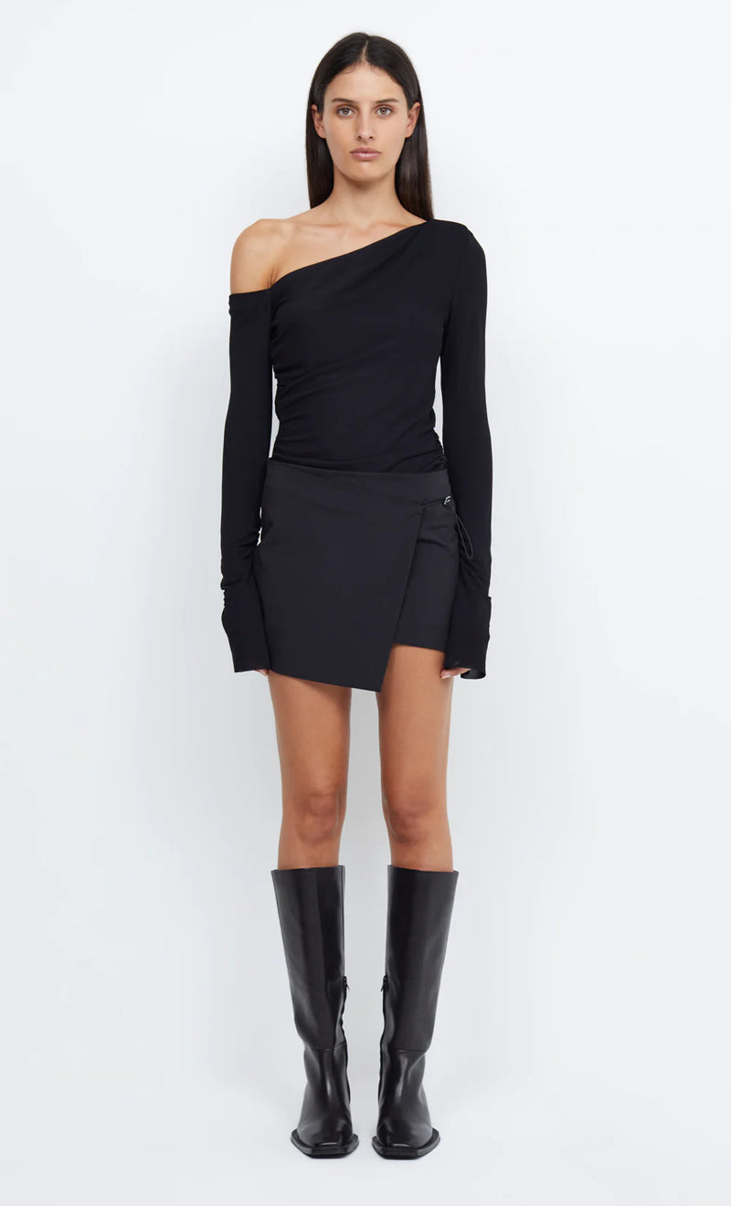 Elysian Collective Bec and Bridge Mac Wrap Mini Skirt Black