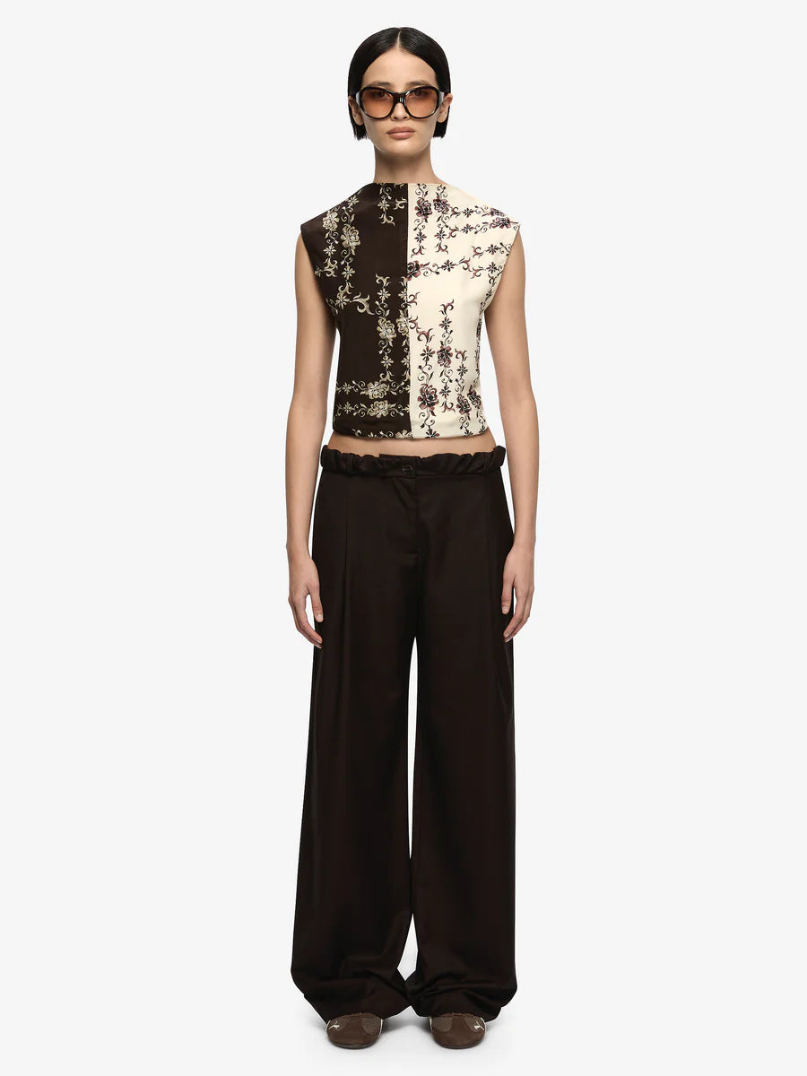 Elysian Collective Bec and Bridge Myah Top Geo Vine Floral Choc Cream