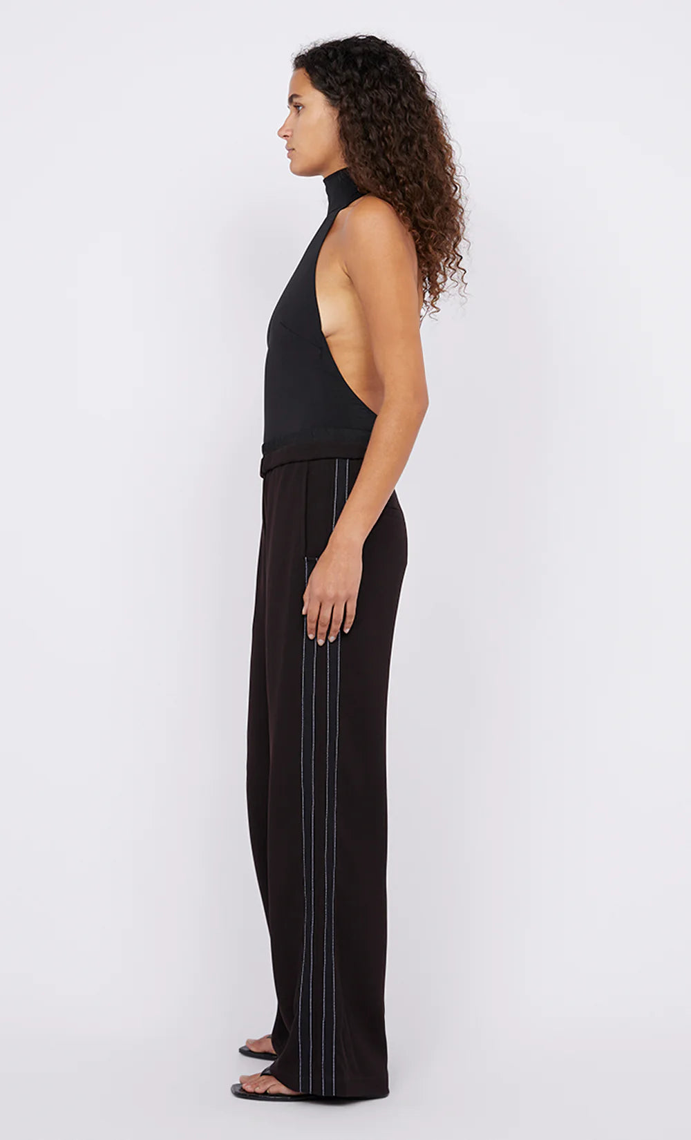 Elysian Collective Bec and Bridge Onyx Stripe Pant Aubergine Black