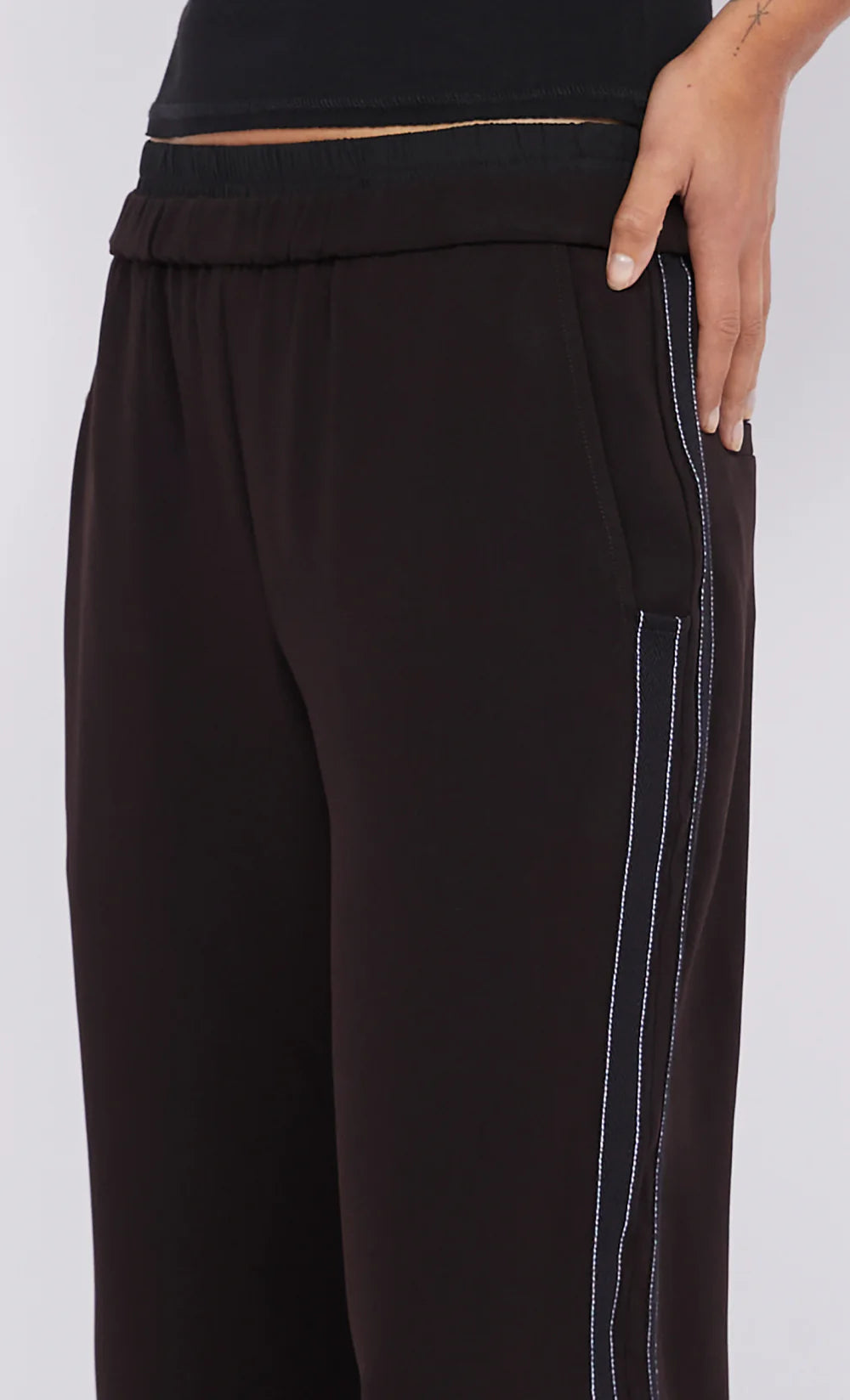 Elysian Collective Bec and Bridge Onyx Stripe Pant Aubergine Black