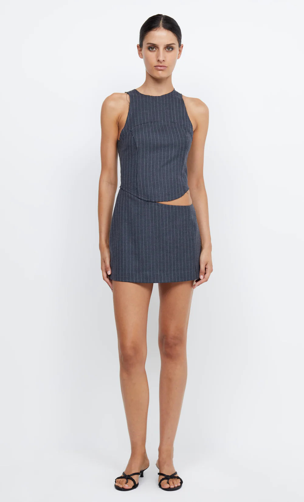 Elysian Collective Bec and Bridge Pine Cut Out Mini Dress Charcoal