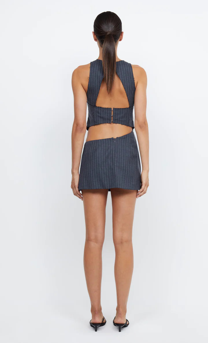 Elysian Collective Bec and Bridge Pine Cut Out Mini Dress Charcoal