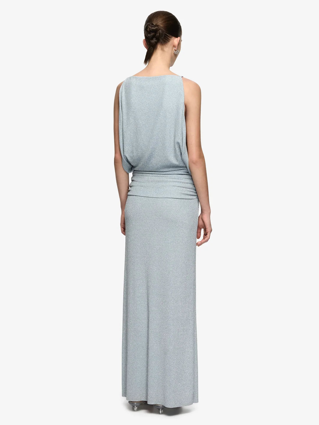 Elysian Collective Bec and Bridge Point Break Maxi Dress Grey Blue Lurex