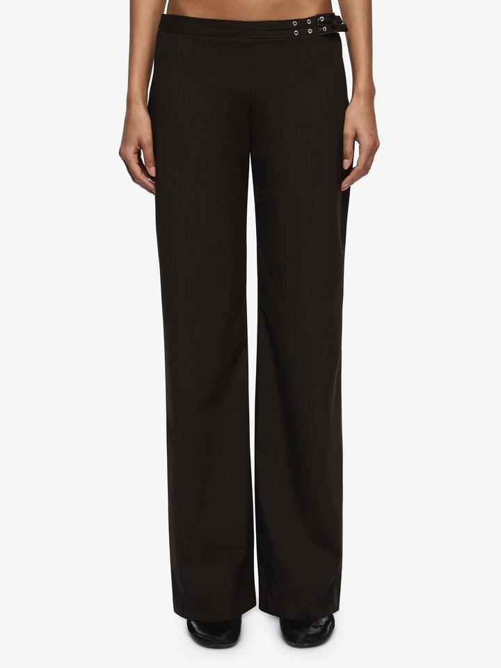 Elysian Collective Bec and Bridge Sazriel Buckle Pant Choc Amber Stripe