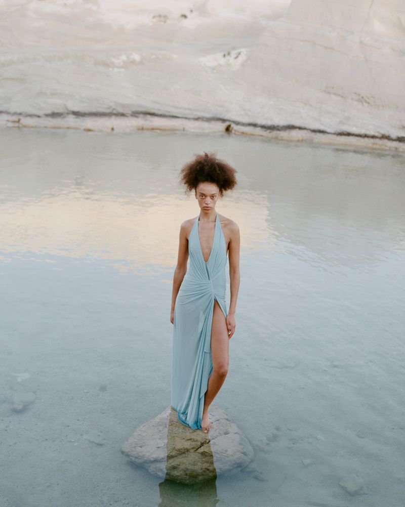 Elysian Collective Bec + Bridge Xanthi V Neck Maxi Dress Bermuda Blue