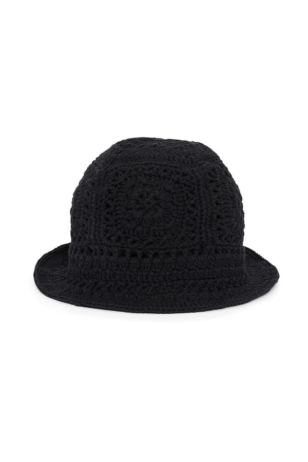 Elysian Collective Cala Bianca Crochet Bucket Hat Black