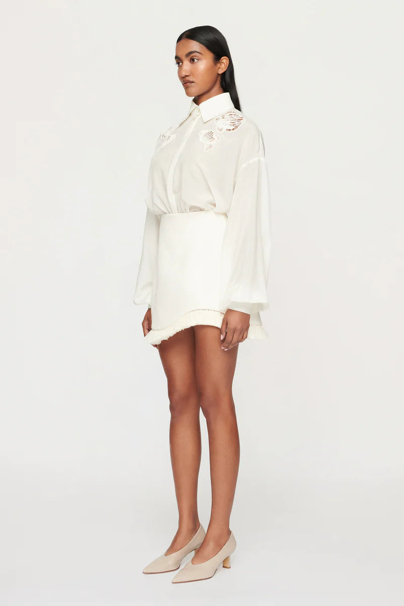 Elysian Collective Clea Bowie Raffia Mini Skirt Off White