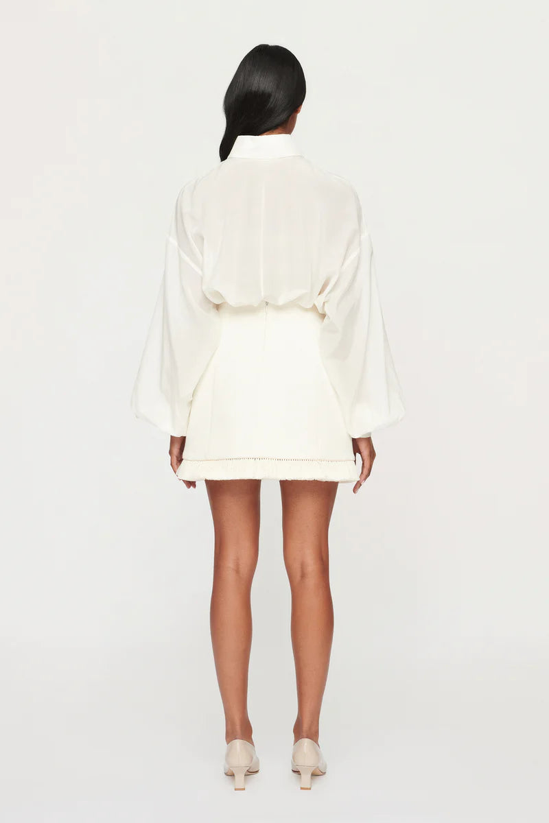 Elysian Collective Clea Bowie Raffia Mini Skirt Off White