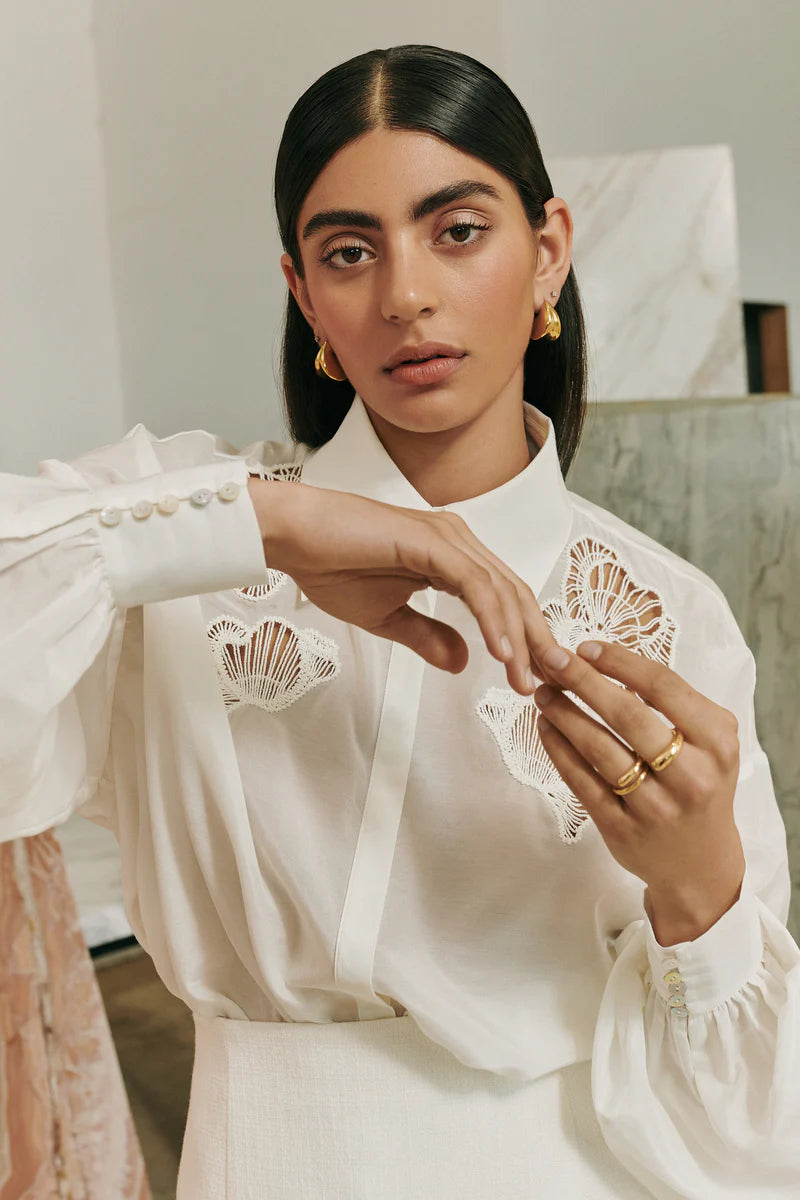 Elysian Collective Clea Ainsley Embroidered Shirt Off White