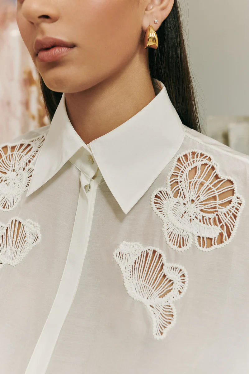 Elysian Collective Clea Ainsley Embroidered Shirt Off White