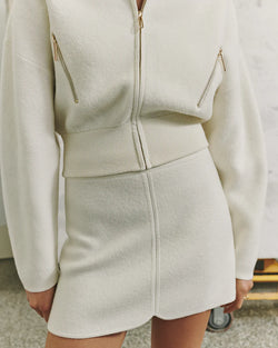 Elysian Collective Clea Atlas Knit Mini Skirt Off White