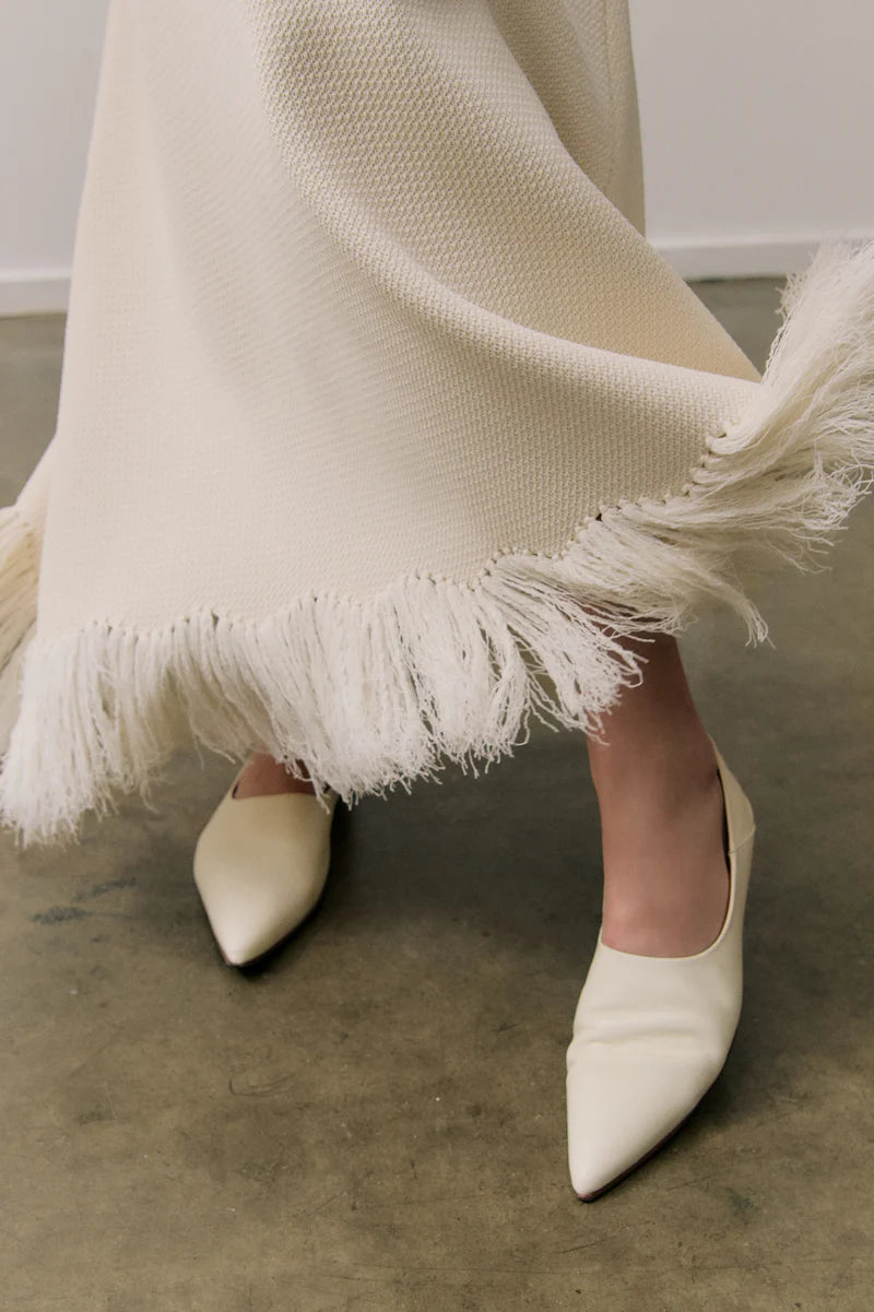 Elysian Collective Clea Clarissa Finge Knit Skirt Parchment 