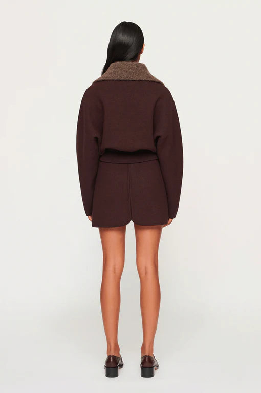 Elysian Collective Clea Dakota Boiled Wool Bomber Chocolate