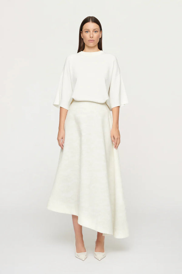 Elysian Collective Clea Galerie Rafa Asymmetrical Skirt Cream Jacquard