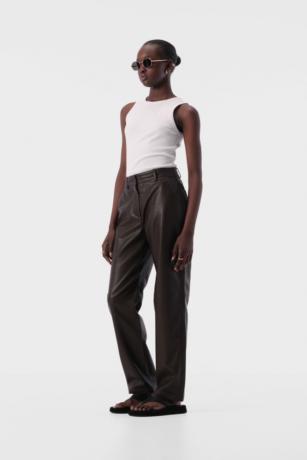 Elysian Collective Elka Collective Bri Leather Pant Chocolate