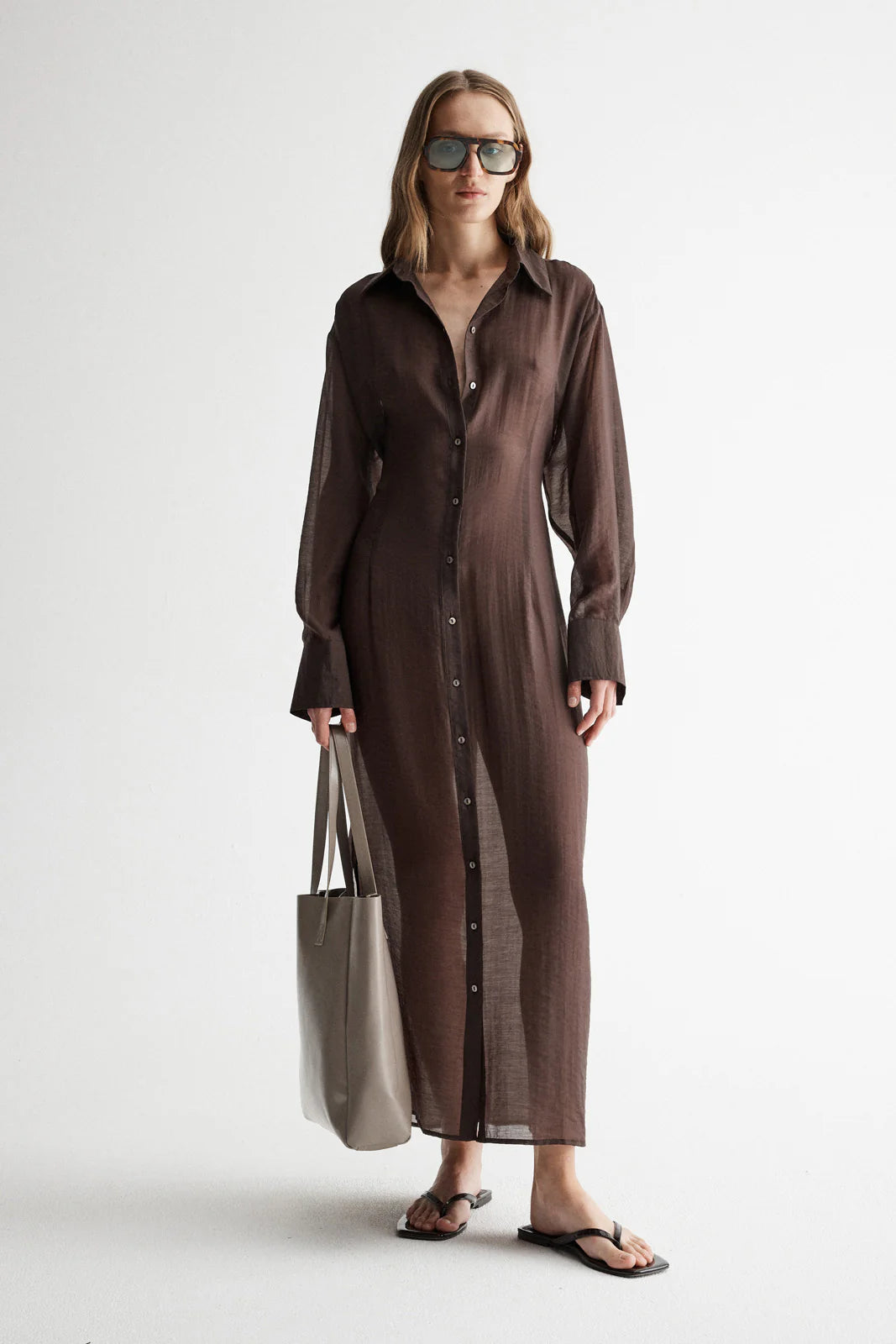 Elysian Collective Elka Collective Bodhi Shirt Dress Chocolate