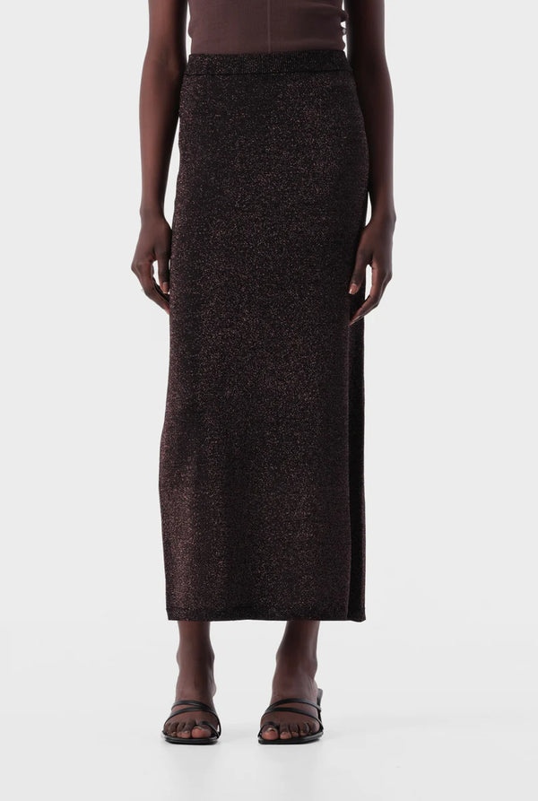 Elysian Collective Elka Collective Thelma Knit Skirt Copper Lurex