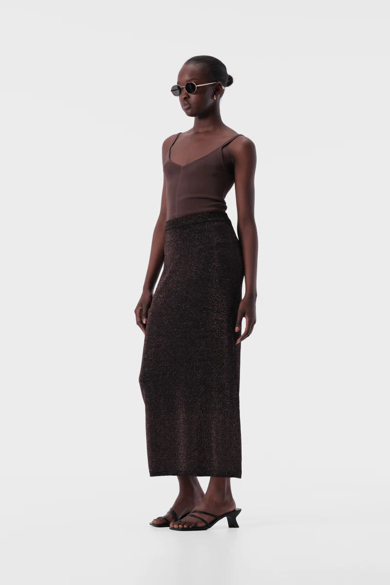 Elysian Collective Elka Collective Thelma Knit Skirt Copper Lurex