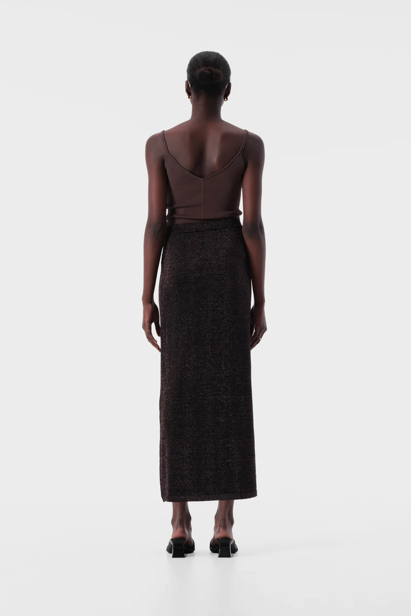 Elysian Collective Elka Collective Thelma Knit Skirt Copper Lurex