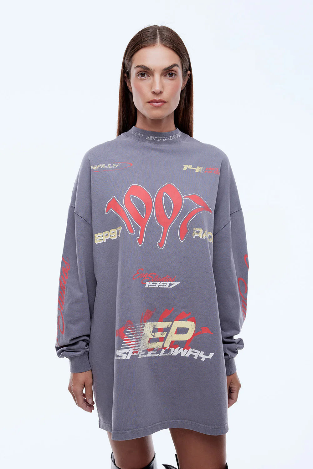 Elysian Collective Ena Pelly 1997 Tee Dress (Washed Grey)