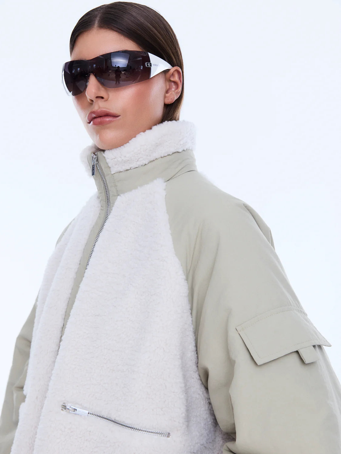 Elysian Collective Ena Pelly Alice Faux Fur Jacket Bone