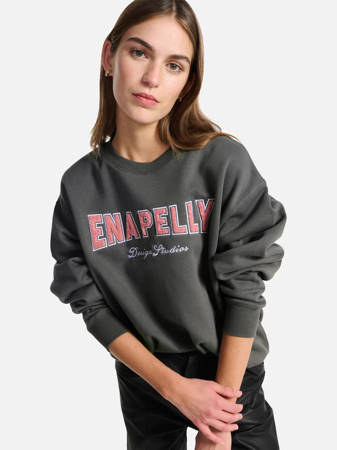 Elysian Collective Ena Pelly Austin Collegiate Oversized Sweater Charcoal