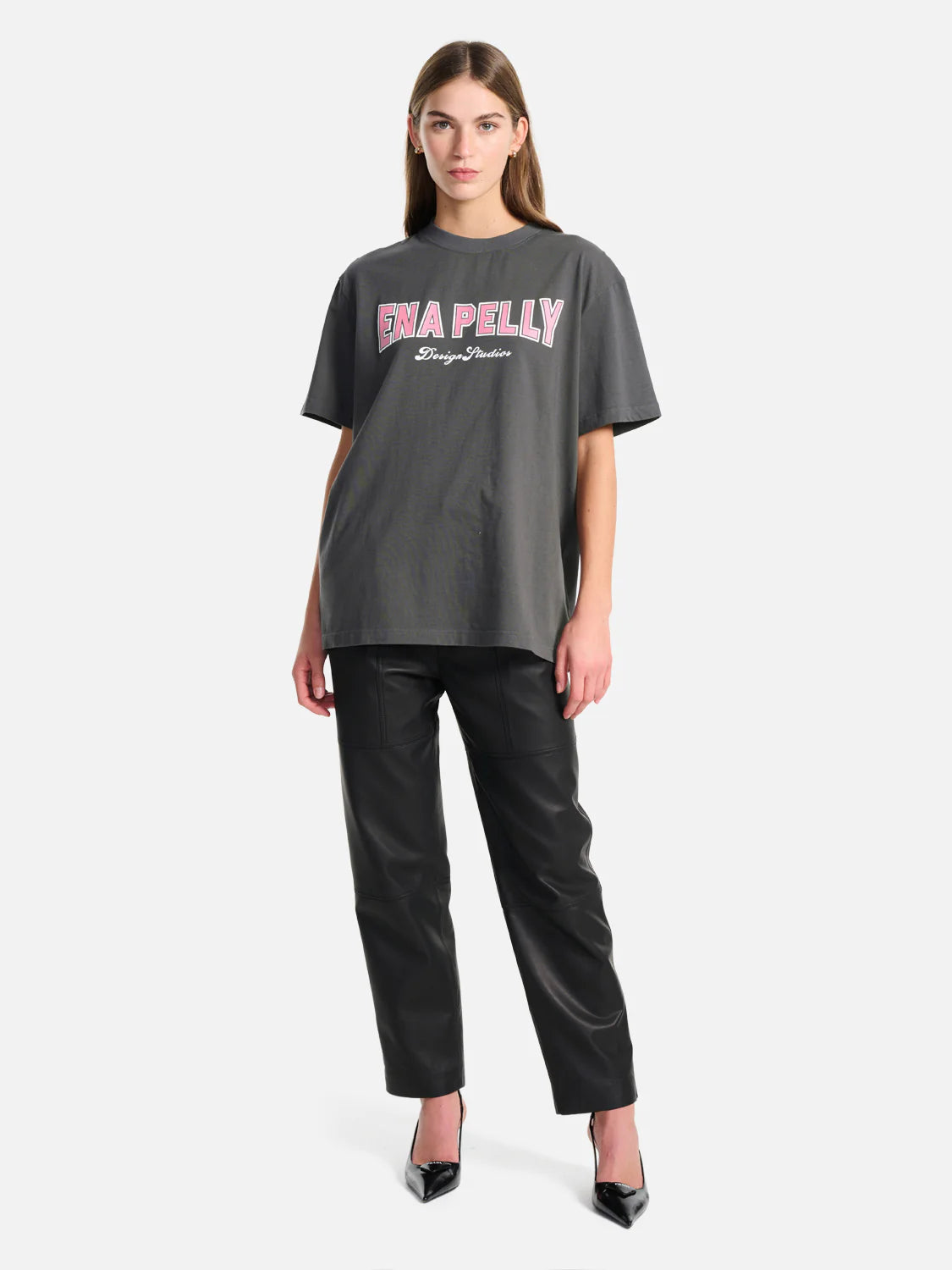 Elysian Collective Ena Pelly Austin Collegiate Oversized Tee Charcoal