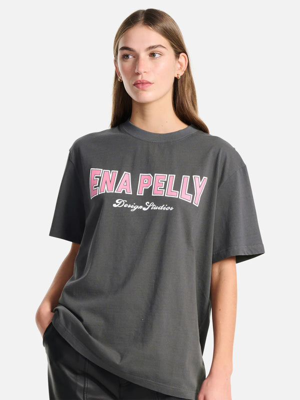 Elysian Collective Ena Pelly Austin Collegiate Oversized Tee Charcoal