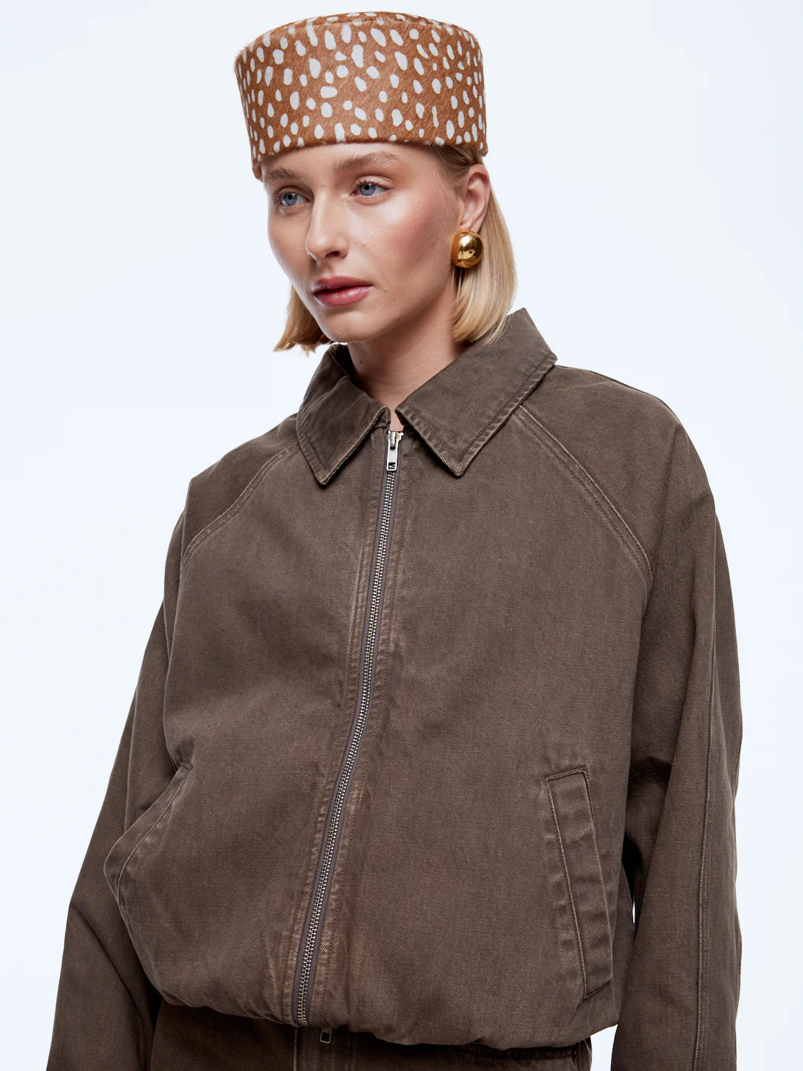 Elysian Collective Ena Pelly Billy Denim Bomber Mushroom