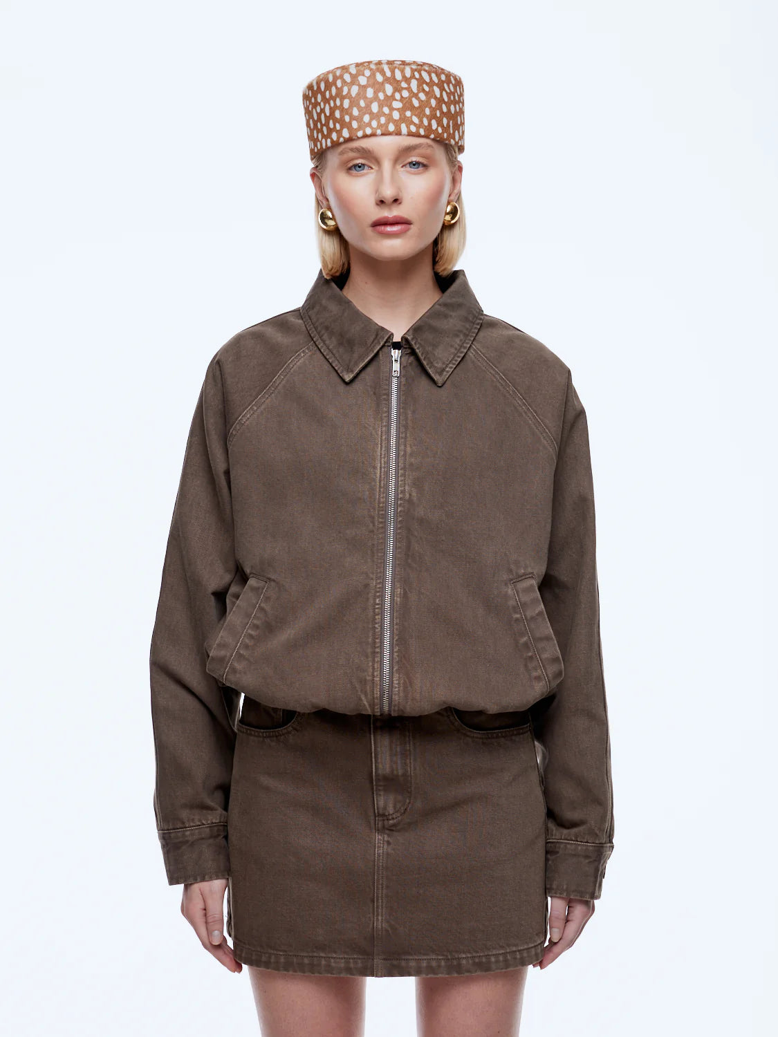 Elysian Collective Ena Pelly Billy Denim Bomber Mushroom