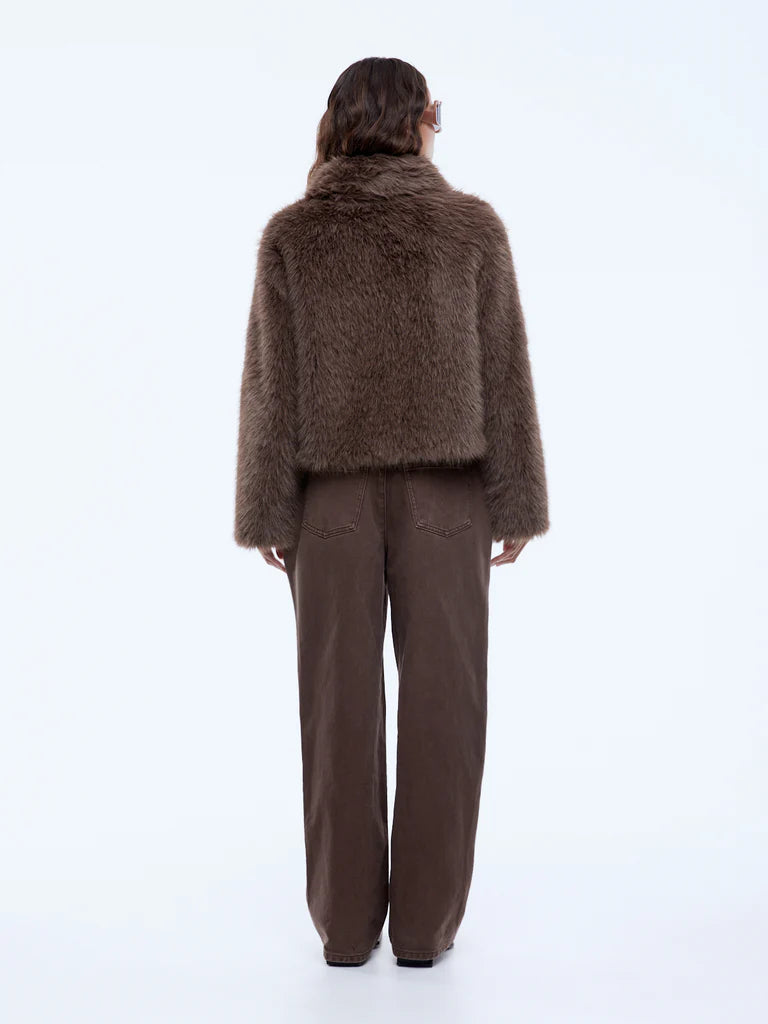 Elysian Collective Ena Pelly Charlie Faux Fur Jacket Ash Brown
