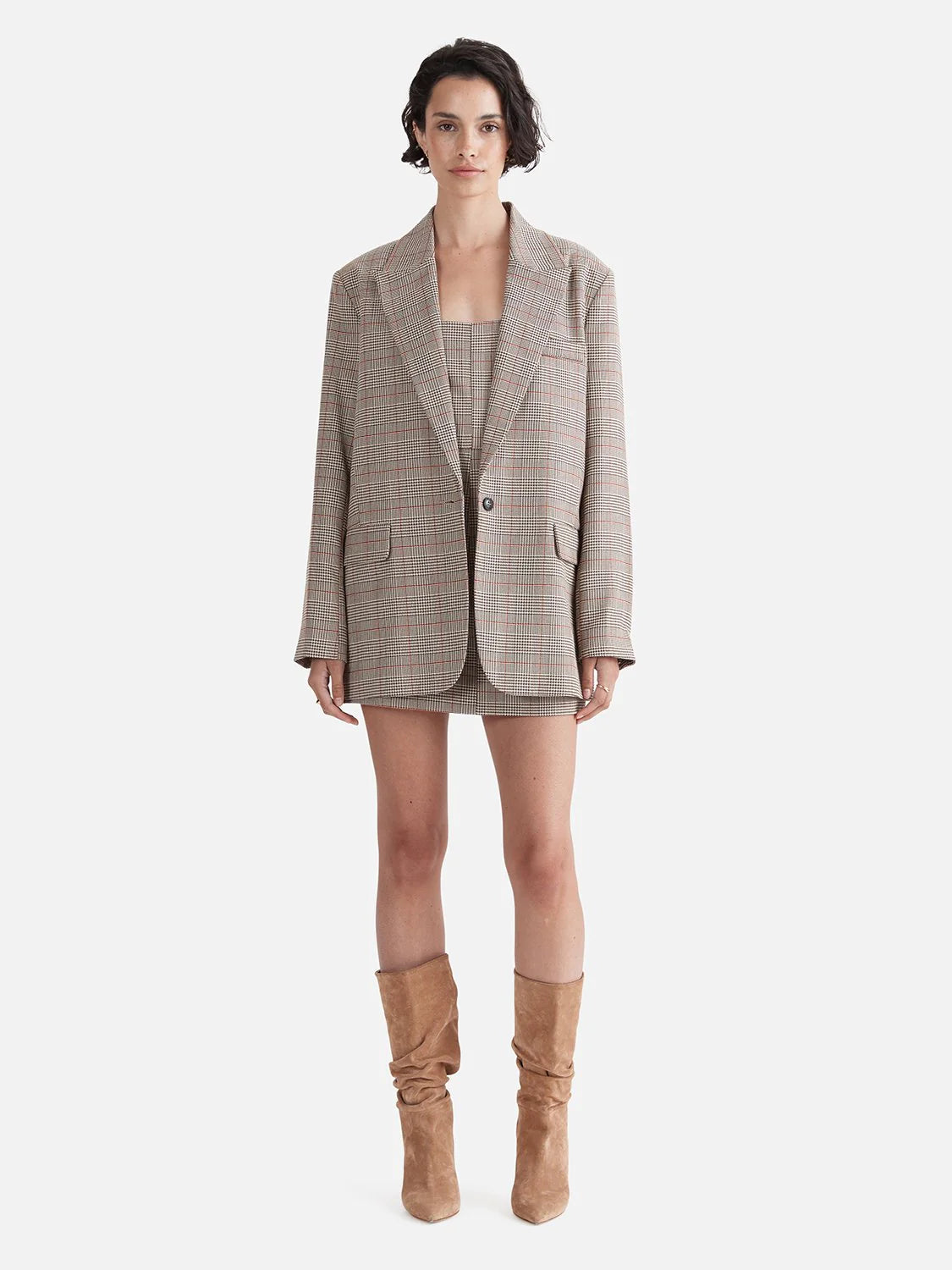 Elysian Collective Ena Pelly Elena Boyfriend Blazer Mini Check